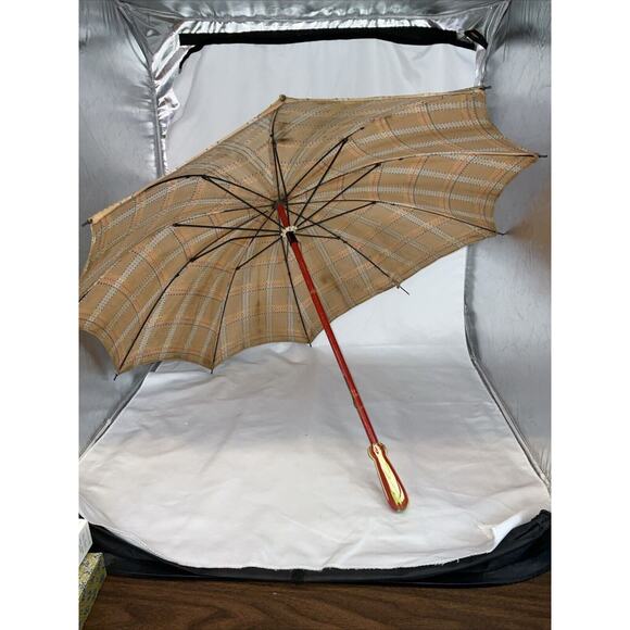 ANTIQUE VICTORIAN PARASOL PINK ORANGE YELLOW BLUE STRIPED MARBILIZED HANDLE - Picture 1 of 12